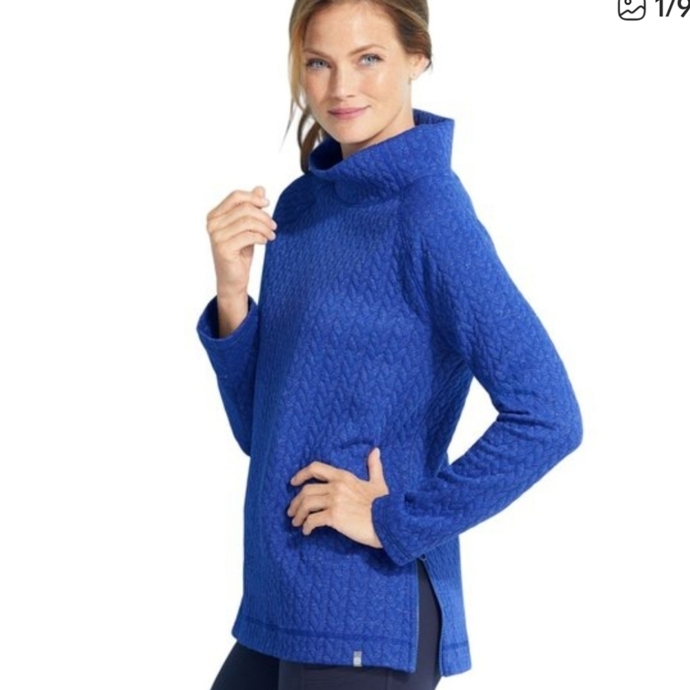 T by Talbots Quilted Shimmer Pullover Women Mock Neck Size Medium